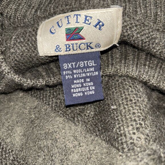 Cutter & Buck Men’s Sweater 3X Dark Green Wool Cable Knit Crewneck - Picture 16 of 16